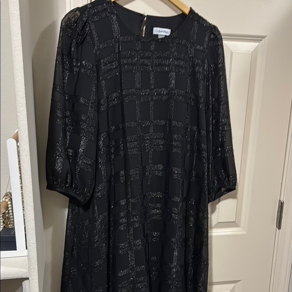 Calvin Klein Black Dress with Metallic Details